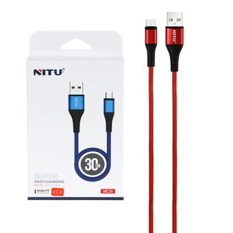 کابل شارژ پاوربانک فست اندروید NITU مدل NC31 - قرمز (گارانتی 18 ماه تعویض نیکان همراه)