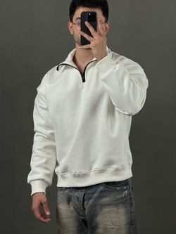 نیم زیپ سه نخ بیسیک سفید