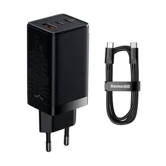 شارژر دیواری 65 وات بیسوس مدل GaN5 Pro Fast Charger-CCGP120201 به همراه کابل USB-C