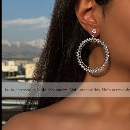 گوشواره جواهری حلقه ای بزرگ کد 0098