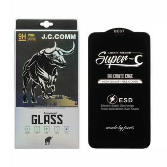 محافظ صفحه نمایش شیشه ای مشکی Full Cover Anti Dust Super C - iPhone 11 Pro / XS (پک دار و توری دار )