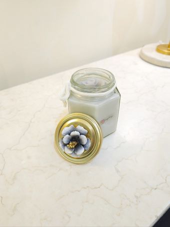 شمع معطر 6 ضلعی بزرگ | رنگ خاکستری