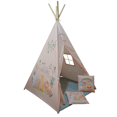 چادر بازی کودک مدل سرخپوستی طرح حیوانات PT529