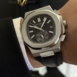 ساعت مردانه پتک فیلیپ ناتیلوس بند چرمی اتومات Patek