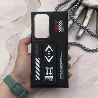 قاب گوشی Galaxy S23 Ultra سامسونگ دور سیلیکونی CaseTify مدل کاشن کیس استندشو مگنتی مشکی و سفید