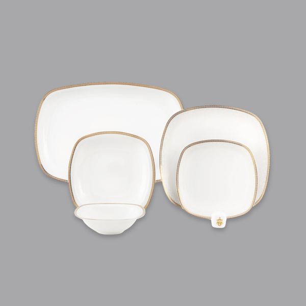 سرویس غذاخوری 98 پارچه 12 نفر چینی زرین ایران مدل ریوا سری کواترو درجه عالی