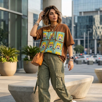 تیشرت‌ زنانه مدل کارلا قهوه‌ای