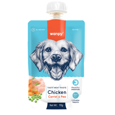 پودینگ سگ ونپی با طعم مرغ، هویج و نخود فرنگی / Wanpy dog pudding with chicken & peas & carrot flavor