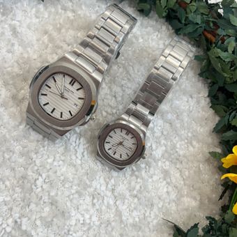 ساعت ست دخترونه و پسرونه نقره ای پتک فلیپ