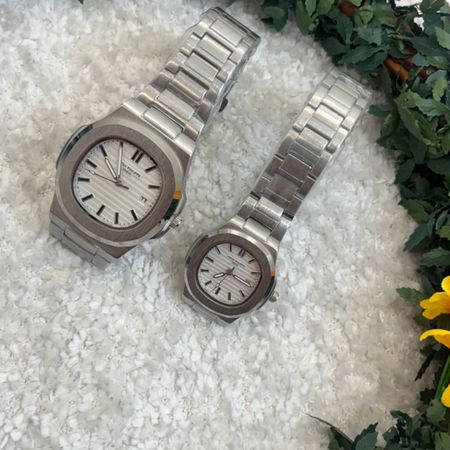 ساعت ست دخترونه و پسرونه نقره ای پتک فلیپ