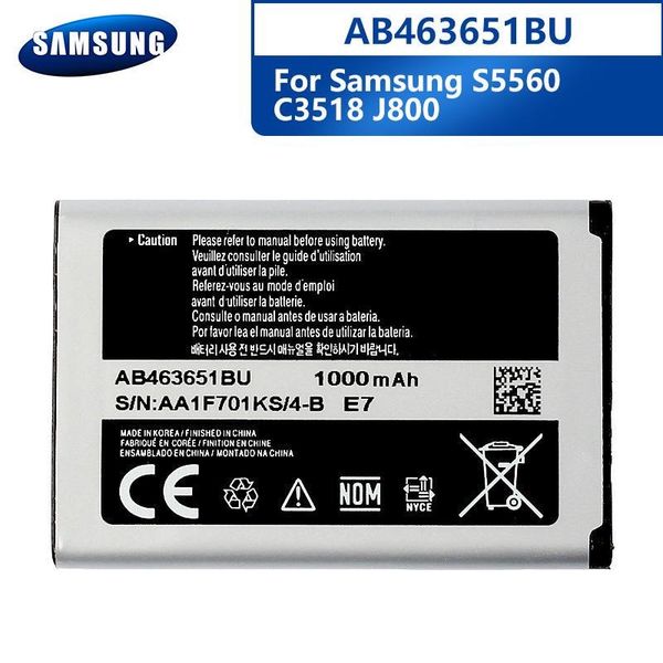 ORIGINAL SAMSUNG AB463651BU BATTERY FOR S579 S5628i S5620 C3530 S3370 S550 WITH 1000 mAh -mباتری سامسونگ کربی l700.