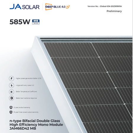 پنل خورشیدی Ja Solar 585w فروش فقط پالتی