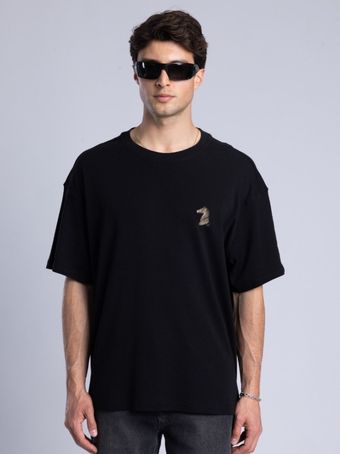 تیشرت نخی مشکی با لوگو اسب مینیمال/ برند کچ - catch ترکیه