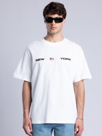تیشرت نخی سفید با لوگو New York / برند کچ - catch ترکیه