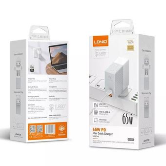 شارژر دیواری الدینیو مدل A2620C به‌ همراه کابل تبدیل USB-C