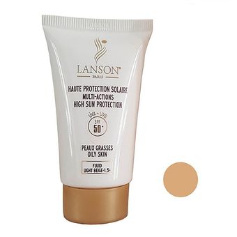 فلوئید ضد آفتاب رنگی لانسون مدل SPF60 شماره 1.5 محافظ UVA ،UVB، مناسب پوست چرب حجم 40 میلی‌لیتر*513