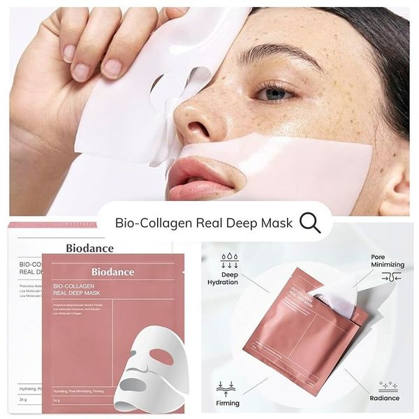 ماسک ورقه ای ریل دیپ ماسک بیودنس در 2مدل کلاژن و جوانساز BIODANCE Real Deep Mask
