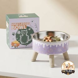 ظرف غذای پایه دار - مدل High Legged Bowl (یاسی طرح گربه)