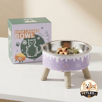 ظرف غذای پایه دار - مدل High Legged Bowl (یاسی طرح گربه)