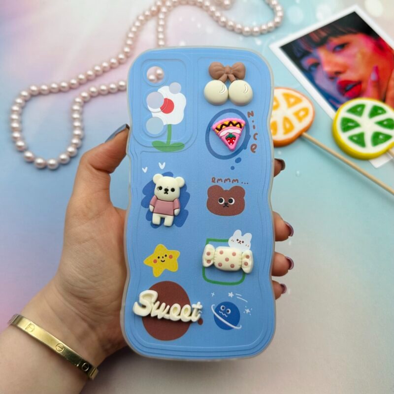 قاب گوشی Galaxy A14 سامسونگ عروسکی سه بعدی برجسته بالشتی رنگ آبی گیلاس کد 59364