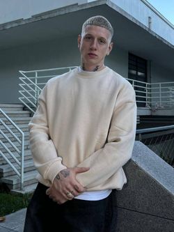 دورس ساده یقه گرد رنگ کرم / قالب اوور سایز / باکسی / برند The dad ترکیه