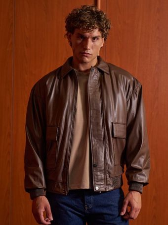 جکت چرمی / رنگ قهوه ای تیره / برند NEGRO ترکیه