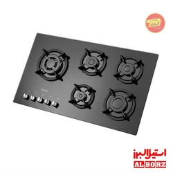 اجاق گاز 5 شعله شیشه ای ایرانی  G5957i استیل البرز