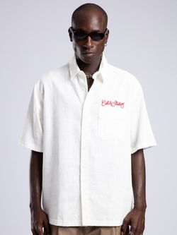 پیراهن لینن سفید / گلدوزی نوشته روی سینه / برند کچ Catch ترکیه