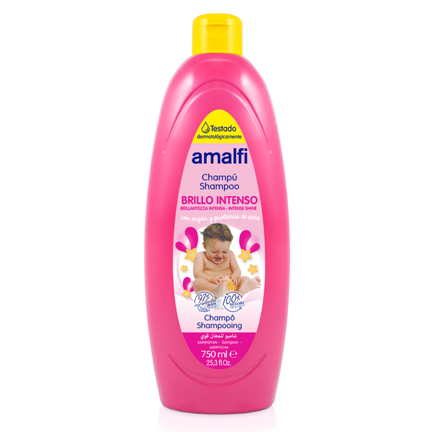 شامپو سر بچه اسپانیایی درخشان کننده مو 750 میلی لیتر Amalfi Intense shine baby shampoo