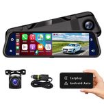 آینه دوربین دار خودرو 9.66 اینچ با نمایشگر لمسی 4K، پشتیبانی از CarPlay و Android Auto/محصول اورجینال آمازون
