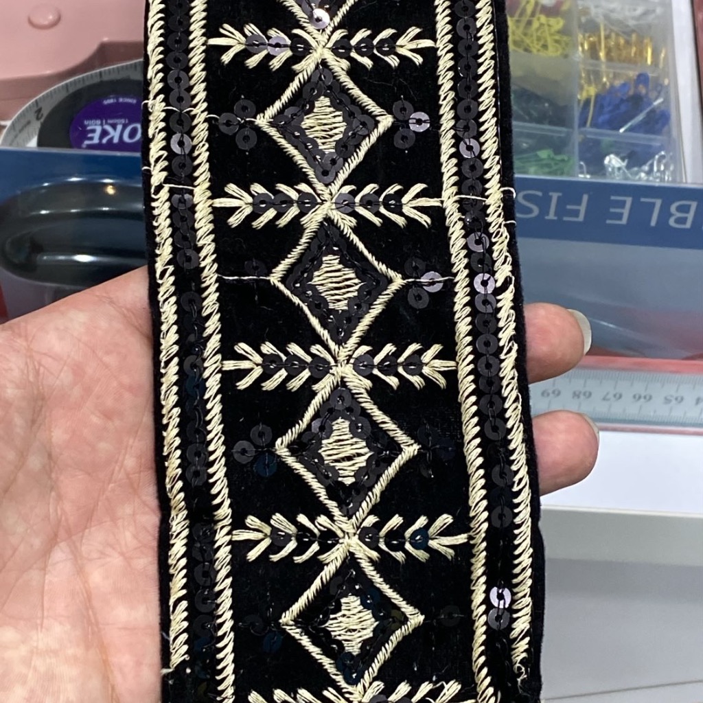 نوار خرجکار سوزندوزی مشکی