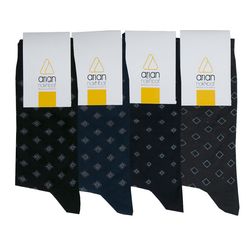 جوراب ساق بلند مردانه آریان نخ باف مدل 5131 مجموعه 4 عددی