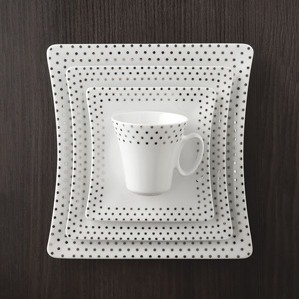 سرویس غذاخوری 97 پارچه چینی زرین سری وینچی مدل اسپاتی پلاتینی درجه یک