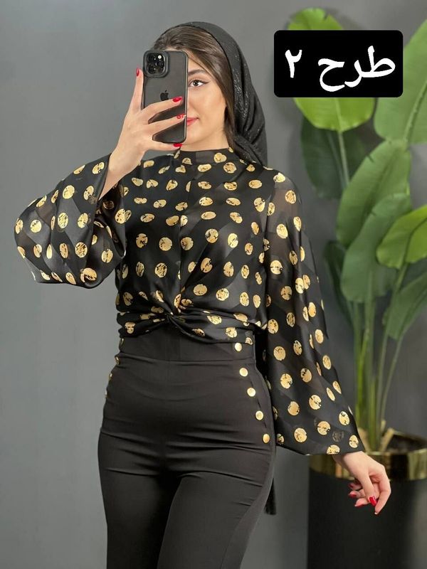 شومیز ساتن کریشه گندم کد 1457