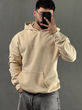 هودی ساده پنبه کرمی