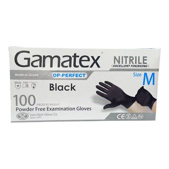 دستکش نیتریل حریر مدل گاماتکس مشکی بسته 100 عددی