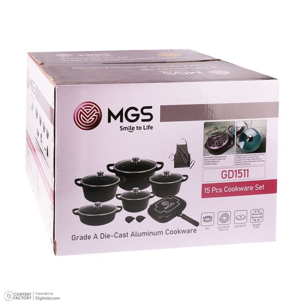 سرویس تابه و قابلمه گرانیتی 15 پارچه ام جی اس مدل GD1511