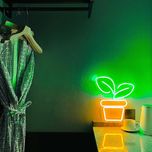 چراغ دیواری مدل نئون فلکسی نیونی طرح گلدان گل Flower