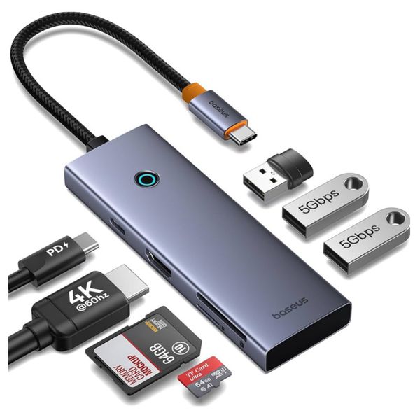 هاب 7 پورت USB-C باسئوس مدل BS-OH159 (گارانتی 24 ماهه آونگ)