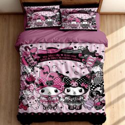 سرویس خواب مدل کرومی kuromi و ملودی بازیگوش کد 04 یک نفره 5 تکه