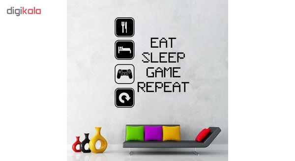 استیکر وی وین آرت طرح Eat Sleep Game Repeat کد S3