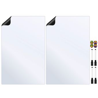 تخته وایت‌برد یخچالی هوم اند فریج مدل TWIN H&F سایز 50x32 سانتی‌متر به همراه ماژیک و مگنت مجموعه 10 عددی