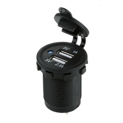 شارژر فندکی USB روپنلی خودرو 2 خروجی 5V چراغ دار (فروش اقساطی)