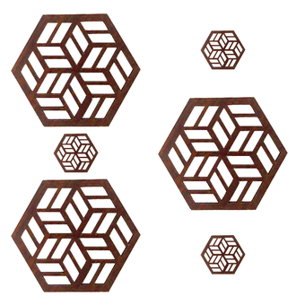 ست زیر بشقابی و زیر لیوانی اسلیمی شش ضلعی مجموعه 6 عددی مدل D182