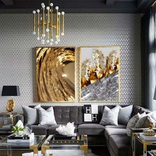 طرح گل‌ و موج طلایی