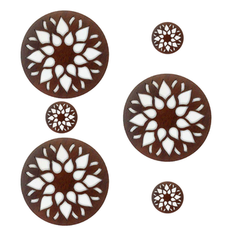 ست زیر بشقابی و زیر لیوانی اسلیمی گرد مجموعه 6 عددی مدل D189