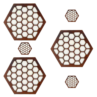 ست زیر بشقابی و زیر لیوانی زنبوری شش ضلعی مجموعه 6 عددی مدل D184