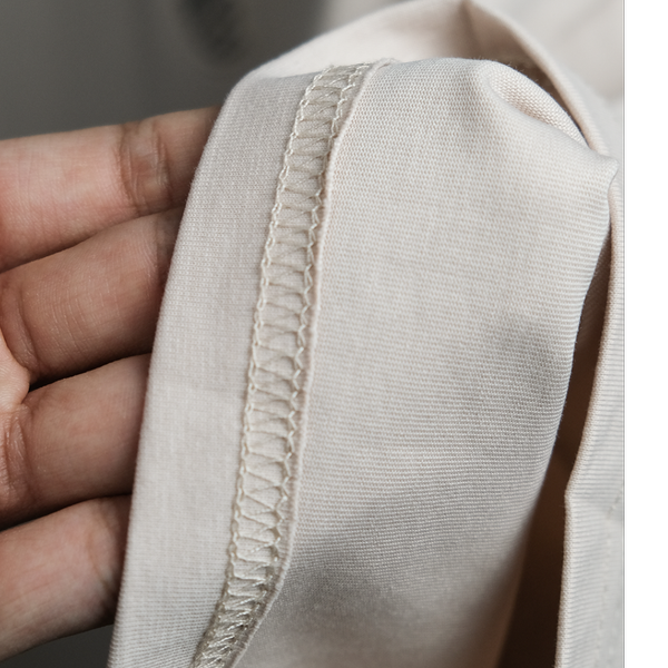 تیشرت وارداتی باکسی طرح بیسیک کرم