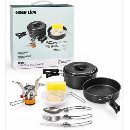 ست قابلمه کمپینگ گرین لاین مدل 10IN1 CAMPING COOKWARE