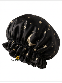 کلاه خواب ساتن طرح ماه و ستاره شب🖤🤍